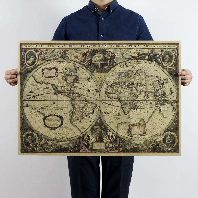 1641 구 해상 차트 세계지도 지구지도, 크래프트지, - Star Map Poster 리뷰 및 가격